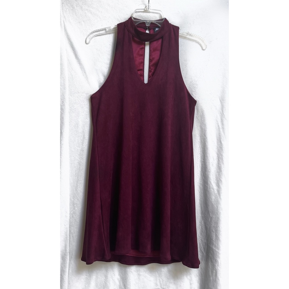 NASTY GAL Burgundy Chateau Vegan Suede Dress - Small